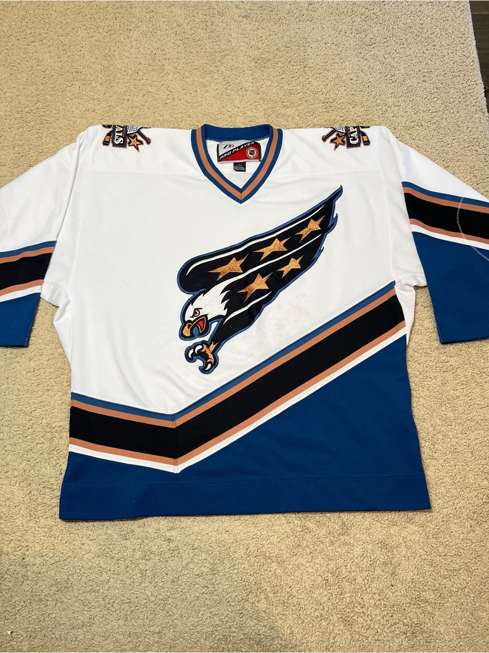 Vintage Large Pro Players NHL Washington Capitals Hockey Jersey Screaming Eagle